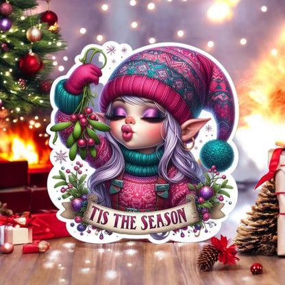 Tis The Season Mistletoe Gnome Cardstock Silicone Mold, Aroma Bead Molds, Car Freshies, Premium Cardstock Images