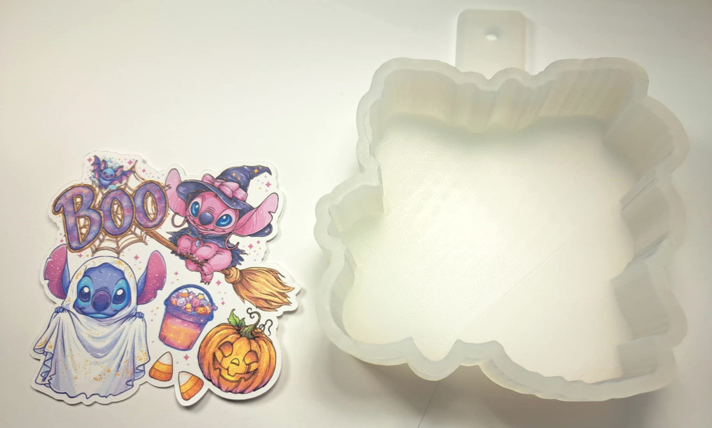 Stitch & Angel Boo Halloween Cardstock Silicone Mold, for Aroma Bead Molds, Premium Cardstock Images