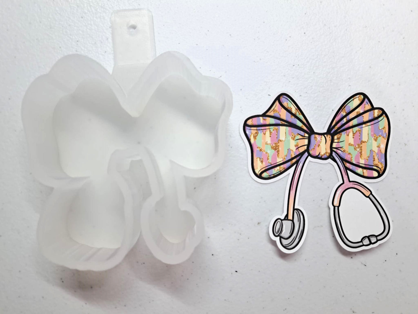 Coquette Bow Stethoscope Cardstock Silicone Mold, Aroma Bead Molds