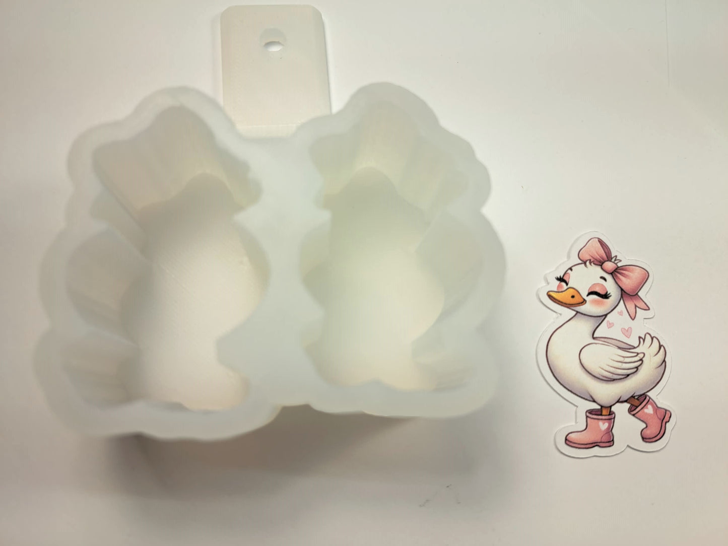 VENT CLIP: Cute Goose Wearing Rubber Boots Two Cavity Small Vent Clip Size Cardstock Silicone Mold, Aroma Bead Molds, Premium Cardstock Images