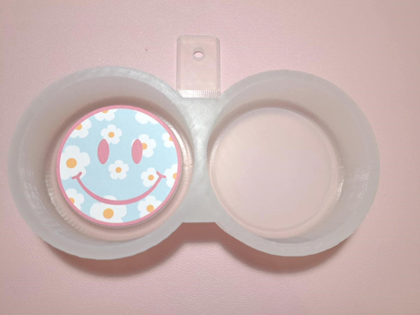 2.5 Inch Round Dual Cavity Mold WITH Curved Edge around Image Cardstock Silicone Mold, Aroma Bead Molds