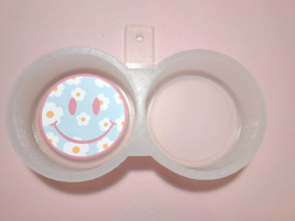 2.5 Inch Round Dual Cavity Mold WITH Curved Edge around Image Cardstock Silicone Mold, Aroma Bead Molds