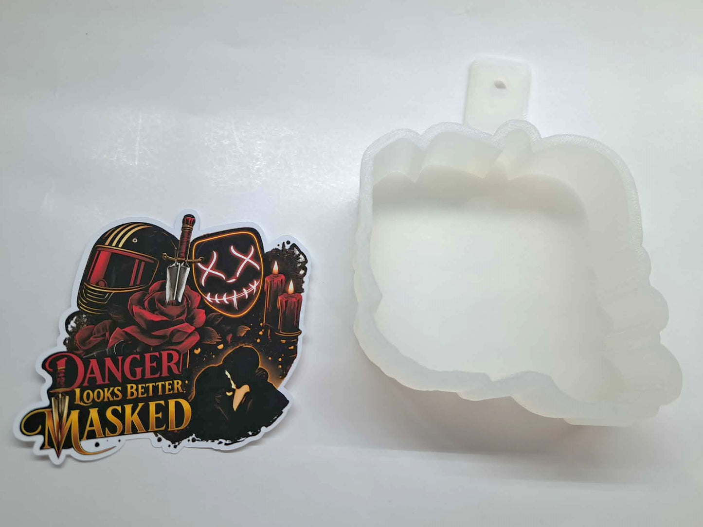 Masked Danger Dark Romance Lights Out Cardstock Silicone Mold, Aroma Bead Molds, Premium Cardstock Images