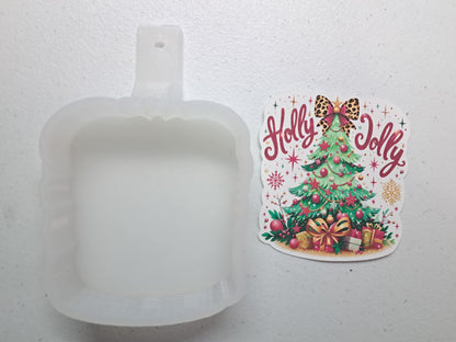 Holly Jolly Glitter Christmas Tree for Cardstock Silicone Mold, Aroma Bead Molds, Premium Cardstock Images