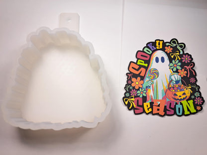 Spooky Season Retro Ghost Cardstock Silicone Mold, Aroma Bead Molds, Premium Cardstock Images