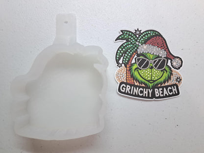 Grinchy Beach Summer Sequins Cardstock Silicone Mold, Aroma Bead Molds, Premium Cardstock Images
