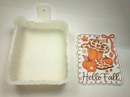 Hello Fall Western Hat Boots Coquette Bow Cardstock Silicone Mold, Aroma Bead Molds, Car Freshies, Premium Cardstock Images