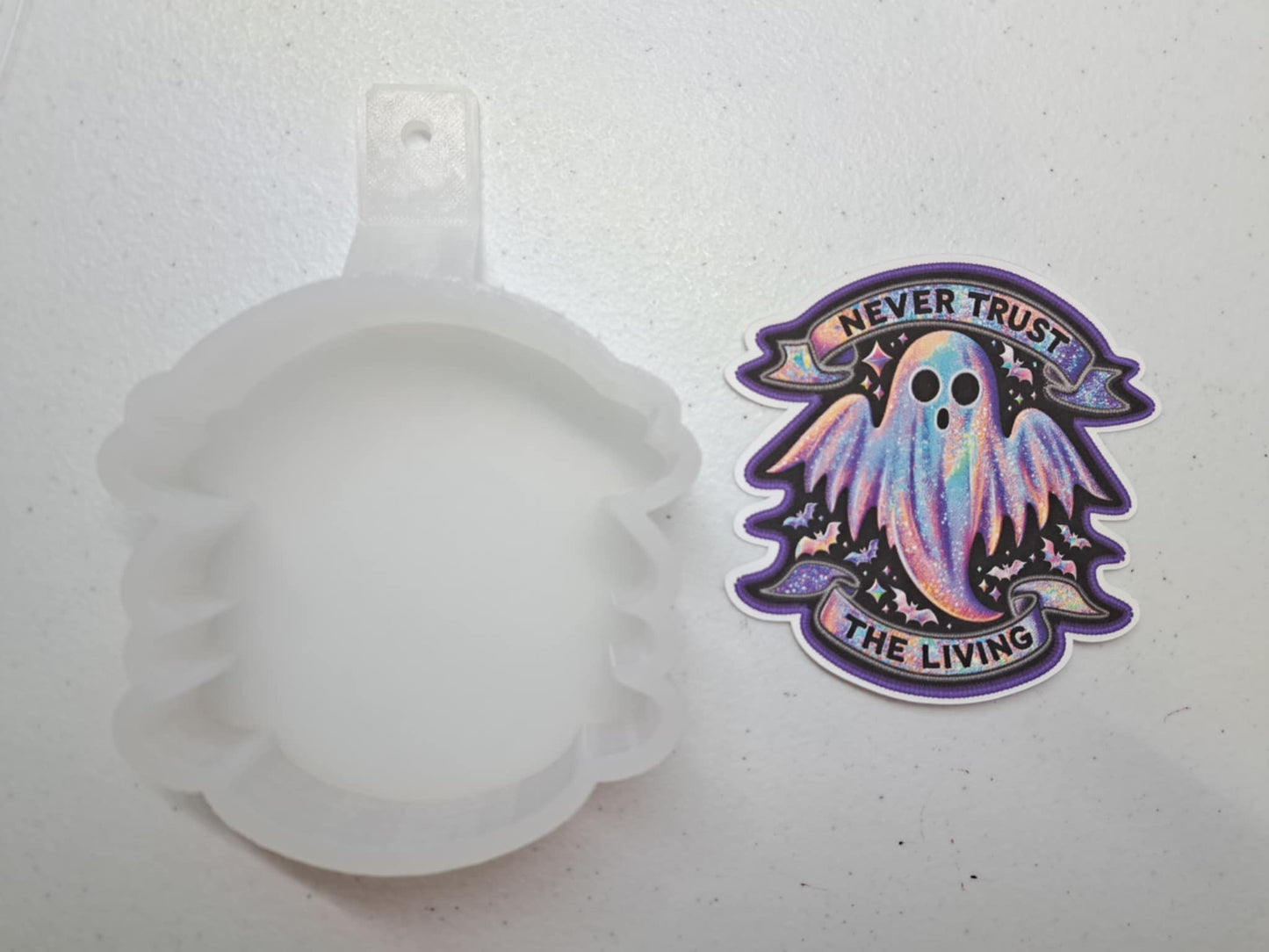 Never Trust The Living Ghost Cardstock Silicone Mold, Aroma Bead Molds, Car Freshies, Premium Cardstock Images
