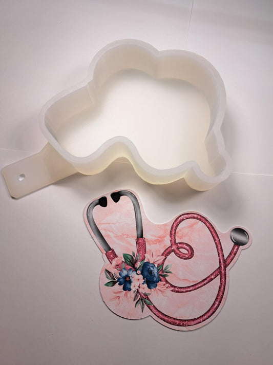 Stethoscope: Floral Heart for Healthcare Cardstock Silicone Mold, Aroma Bead Molds