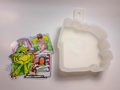 Grinch: Welcome to Whoville Cardstock Silicone Mold, Aroma Bead Molds, Car Freshies, Premium Cardstock Images
