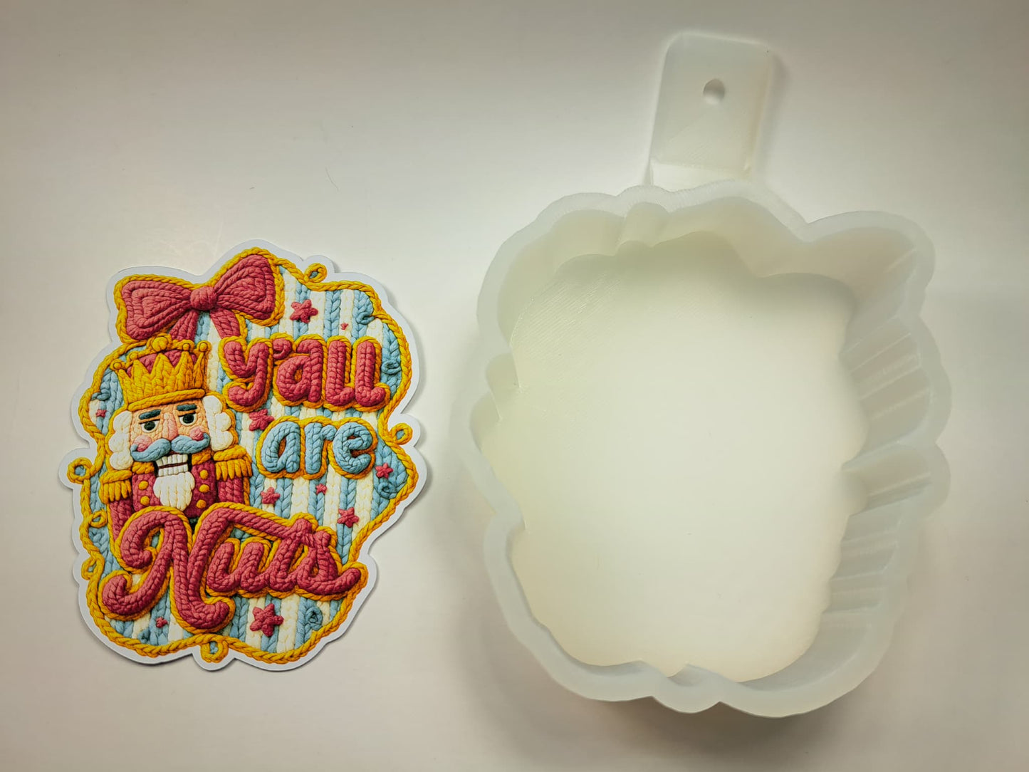 Y'all Are Nuts Yarn Nutcracker Cardstock Silicone Mold, Aroma Bead Molds, Premium Cardstock Images