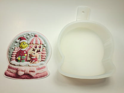 The Grinch & Max Snowglobe Faux Yarn Cardstock Silicone Mold, Aroma Bead Molds, Car Freshies, Premium Cardstock Images