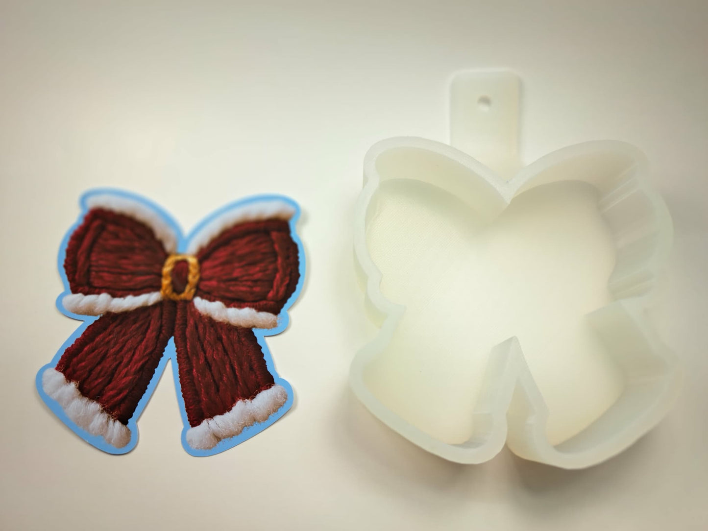 Santa's Belt Coquette Bow Cardstock Silicone Mold, Aroma Bead Molds, Car Freshies, Premium Cardstock Images