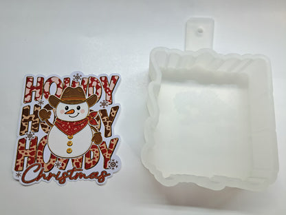 Howdy Christmas Western Snowman for Cardstock Silicone Mold, Aroma Bead Molds, Premium Cardstock Images