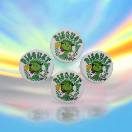 Inside Out: Disgust on White Round - Movie Inspired Silicone Focal Bead