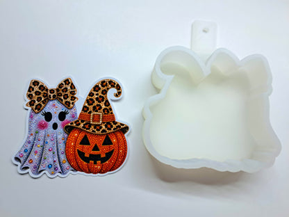 Rhinestone Halloween Ghost and Pumpkin Cardstock Silicone Mold, Aroma Bead Molds, Premium Cardstock Images