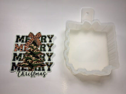 Merry Christmas Camo Tree for Cardstock Silicone Mold, Aroma Bead Molds, Premium Cardstock Images