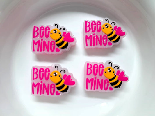 Bee Mine - Pink Hearts Valentine Silicone Focal Bead