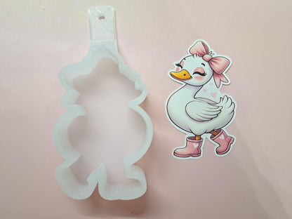 Cute Goose Wearing Rubber Boots Cardstock Silicone Mold, Aroma Bead Molds, Premium Cardstock Images