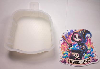 Brewing Trouble Skeleton Cardstock Silicone Mold, Aroma Bead Molds, Premium Cardstock Images