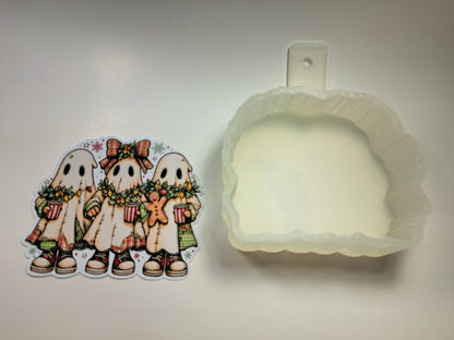 Retro Patchwork Christmas Ghosts for Cardstock Silicone Mold, Aroma Bead Molds, Premium Cardstock Images