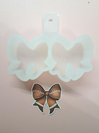 VENT CLIP: Coquette Sports Bows Two Cavity Small Vent Clip Size Cardstock Silicone Mold, Aroma Bead Molds, Premium Cardstock Images