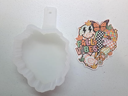 Fall Vibes Retro Collage: Disco Ball, Smiley, Butterfly, Peace Sign Cardstock Silicone Mold, Aroma Bead Molds, Premium Cardstock