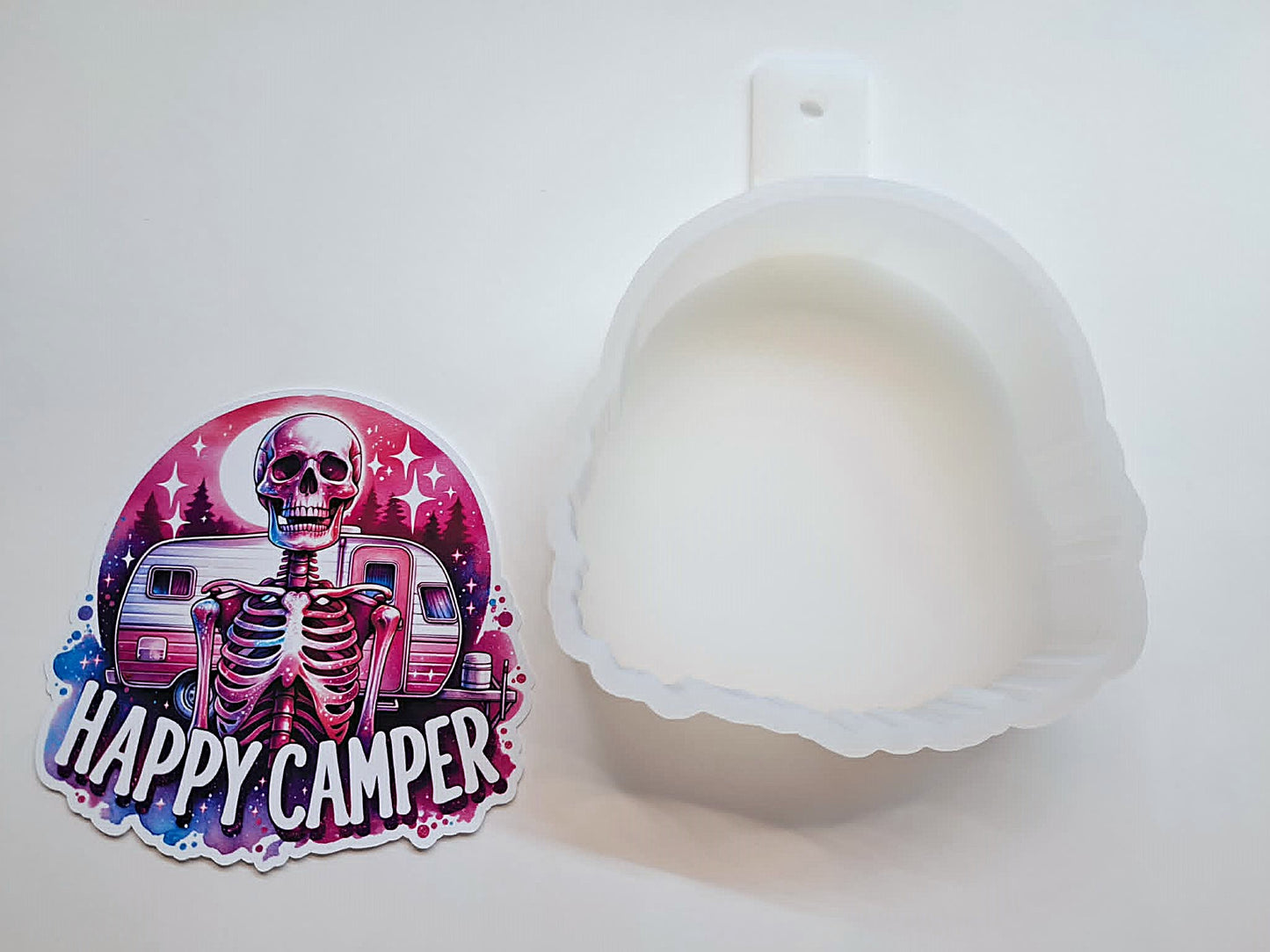 Happy Camper Skeleton Cardstock Silicone Mold, Aroma Bead Molds, Premium Cardstock Images
