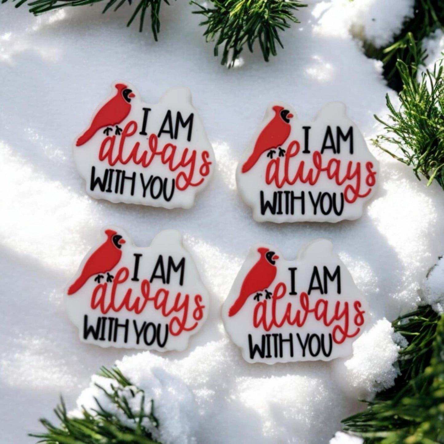 I Am Always With You - Red Cardinal Silicone Focal Bead