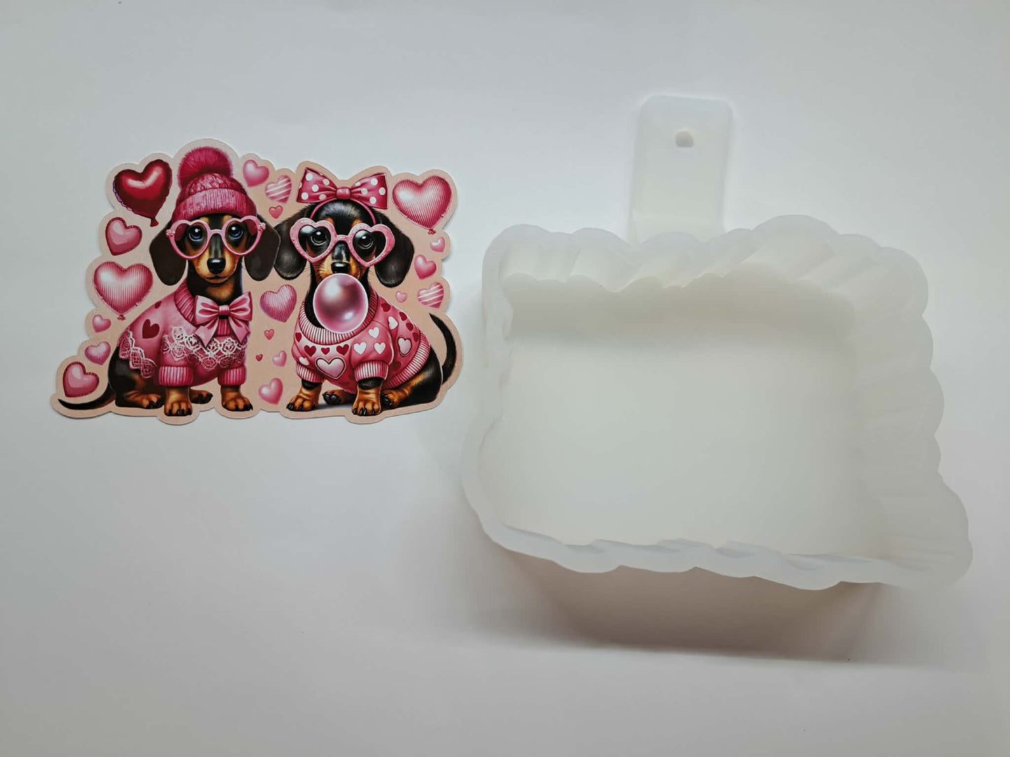 Valentine Dachshunds Cardstock Silicone Mold, Aroma Bead Molds, Premium Cardstock Images