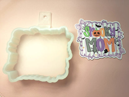 Spooky Name Frame Cardstock Silicone Mold, Aroma Bead Molds, Premium Cardstock Images