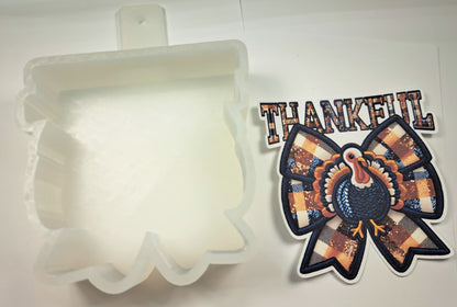 Thankful Plaid Bow and Turkey Cardstock Silicone Mold, Aroma Bead Molds, Premium Cardstock Images