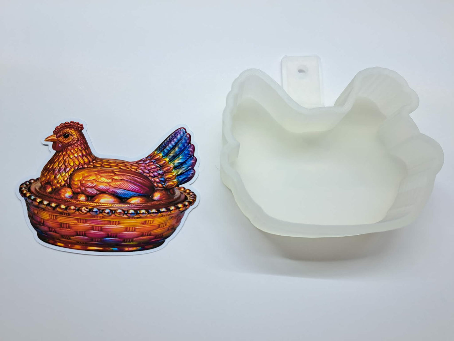 Glass Hen on Nest Cardstock Silicone Mold, Aroma Bead Molds, Premium Cardstock Images