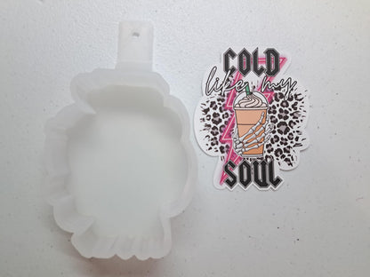 Cold like my Soul: Iced Coffee with leopard print lightning bolt Cardstock Silicone Mold, Aroma Bead Molds
