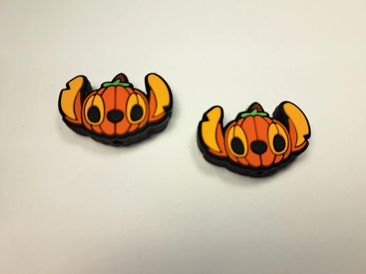 Stitch/Blue Alien Pumpkin Head - Halloween Silicone Focal Bead