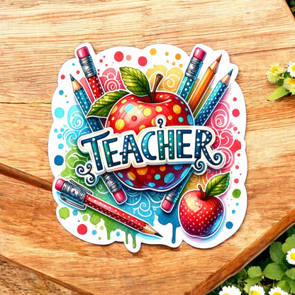 Colorful Teacher: Apples and Pencils Cardstock Silicone Mold, Aroma Bead Molds, Freshie Mold, Premium Cardstock Images