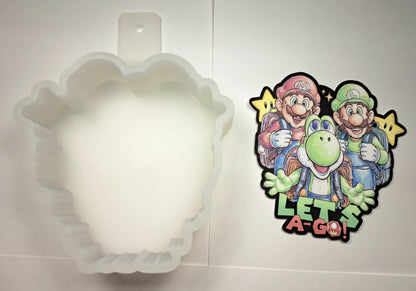 Mario Luigi Yoshi: Let's A Go Cardstock Silicone Mold, Aroma Bead Molds, Premium Cardstock, Silicone Cardstock Freshies