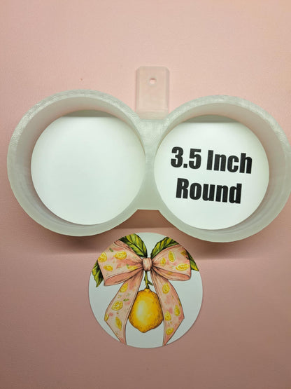 3.5 Inch Round Dual Cavity Mold with NO Edge around Image Cardstock Silicone Mold, Aroma Bead Molds