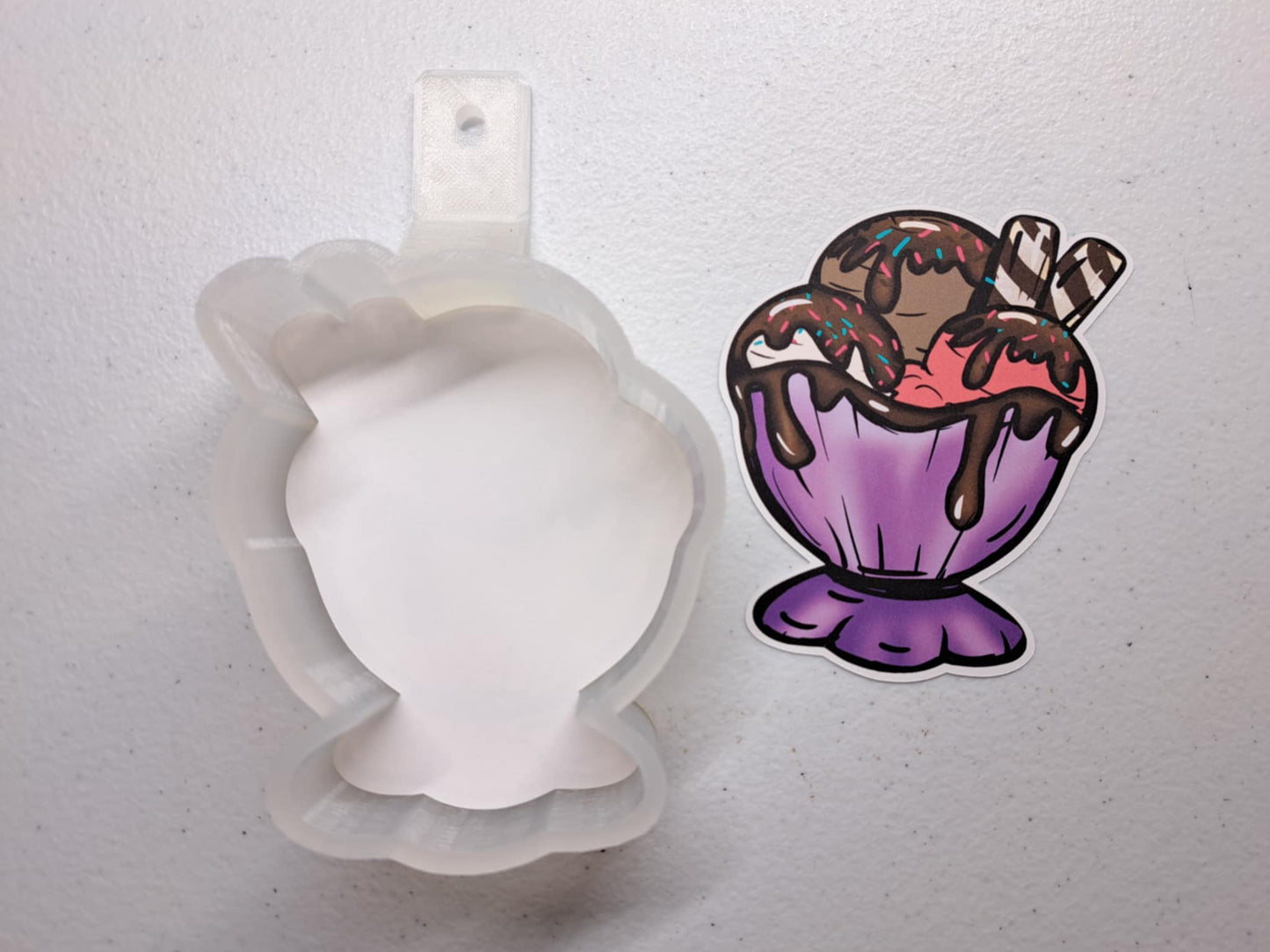 Ice Cream Sundae & Sherbet in Bowl Cardstock Silicone Mold, for aroma bead freshies, Premium Cardstock Images