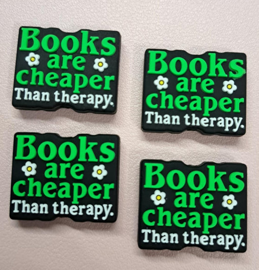 Books Are Cheaper Than Therapy Silicone Focal Bead