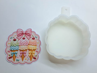 Sweet Treats Ice Cream Bows & Cherries Cardstock Silicone Mold, Aroma Bead Molds, Premium Cardstock Images