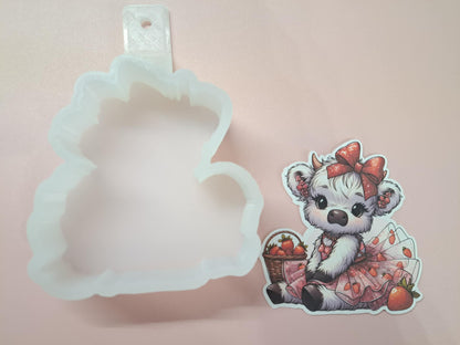 Strawberry Highland Cow Cardstock Silicone Mold, Aroma Bead Molds, Premium Cardstock Images