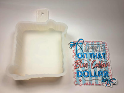 Preppy Living On That Blue Collar Dollar Cardstock Silicone Mold, Aroma Bead Molds, Premium Cardstock Images