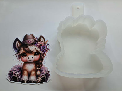 Western Lilac Pony Girl Cardstock Silicone Mold, Aroma Bead Molds, Premium Cardstock Images