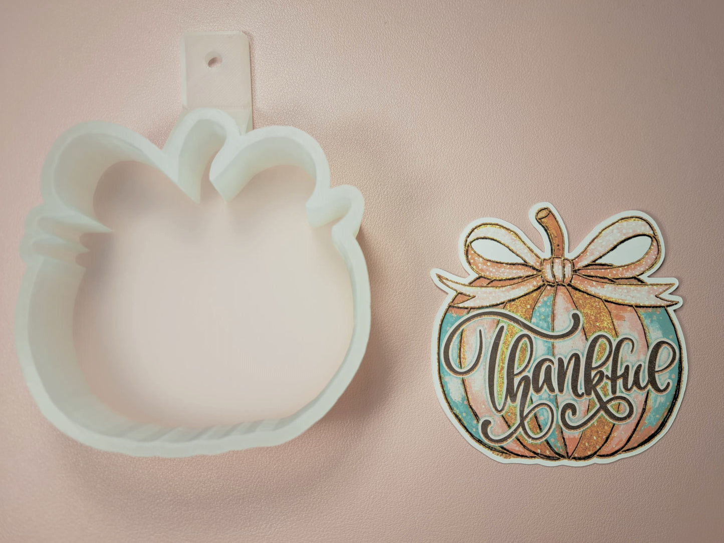 Thankful Pastel and Glitter Pumpkin Cardstock Silicone Mold, Aroma Bead Molds, Premium Cardstock Images