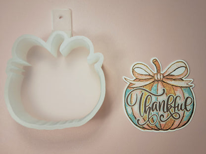 Thankful Pastel and Glitter Pumpkin Cardstock Silicone Mold, Aroma Bead Molds, Premium Cardstock Images