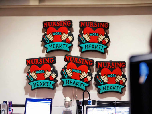 Nursing Heart with Hands and Banner Silicone Focal Bead - 0489