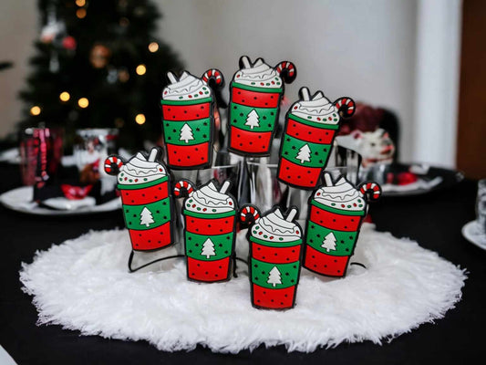 Christmas Coffee with Candy Cane Drink Silicone Focal Bead - 0420