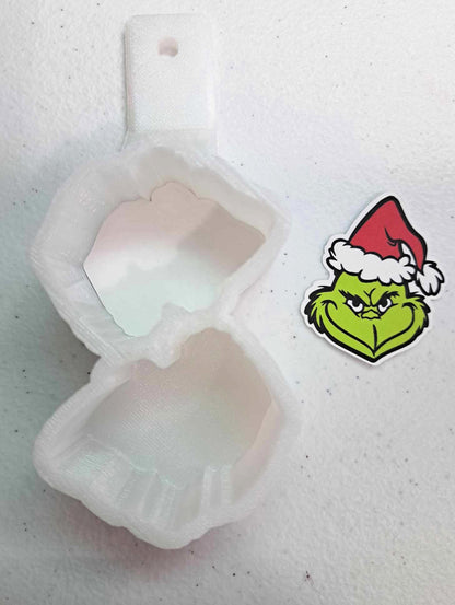 VENT CLIP: Grinch Mean One with Santa Hat Two Cavity Small Vent Cardstock Silicone Mold, Aroma Bead Molds, Premium Cardstock