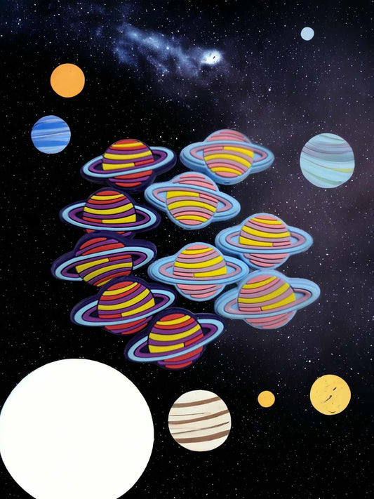 Planet: Blue Silicone Focal Bead - 0584